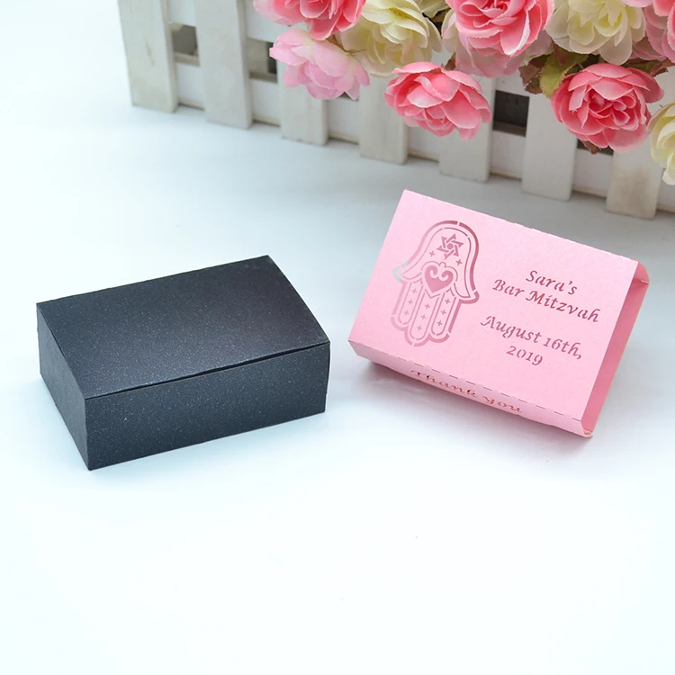 Hamsa Jewish Design Custom Hebrew Laser Cut Bar Mitzvah Party Favors Drawer Box