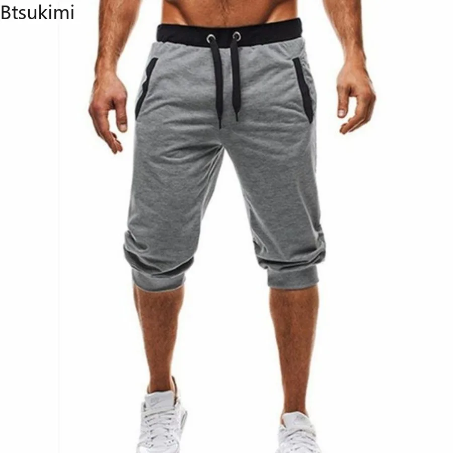 2025 New Men's Casual Sports Pants Drawstring Pockets Jogging Pants Elastic Gym Fitness Pants Summer Color Blocking Sweatshorts