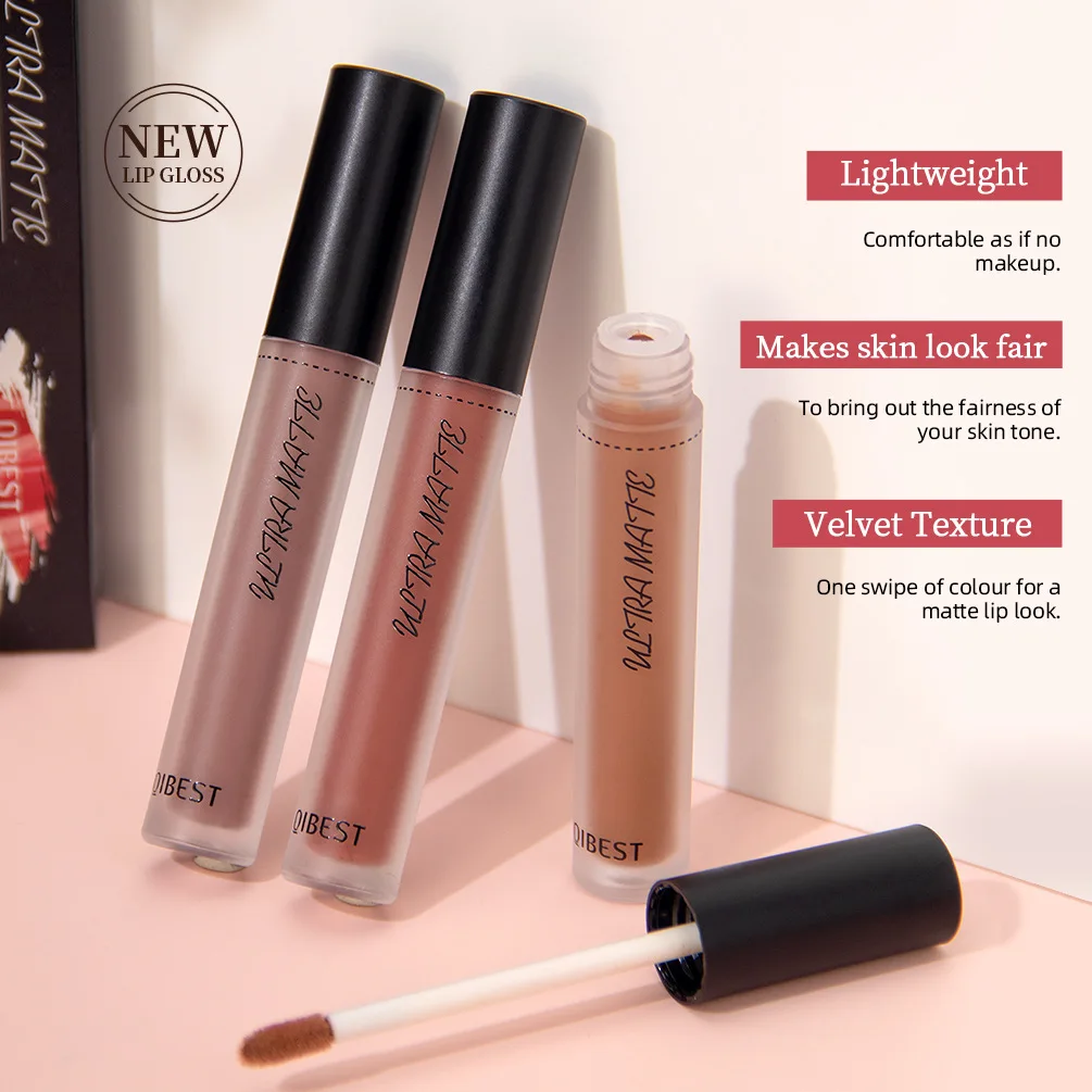 Seksowna Aksamitna Matowa Pomadka Długotrwały Płynny Błyszczyk do Ust Makijaż Ust Kobiety Uroda Czerwona Nieprzywierająca Kubek Wodoodporny Błyszczyk do Ust