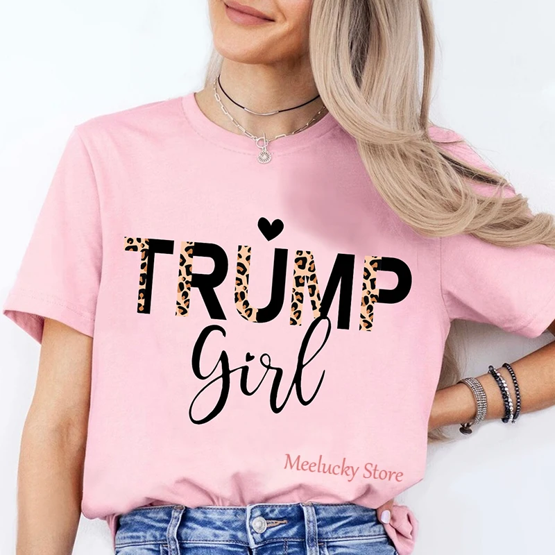 Letter Trump girl Printed Crew Neck Clothing Short Sleeve T-Shirt Trend Women\'s Summer Y2K Top