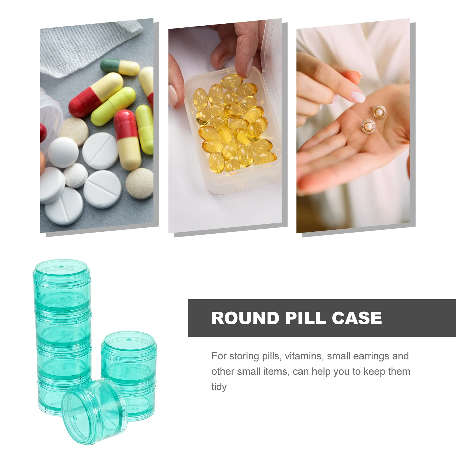 

Portable Pill Box Organizer Cylindrical Medication Storage Mini Containers Travel Holder Weekly Round Case For Safe Use Ideal