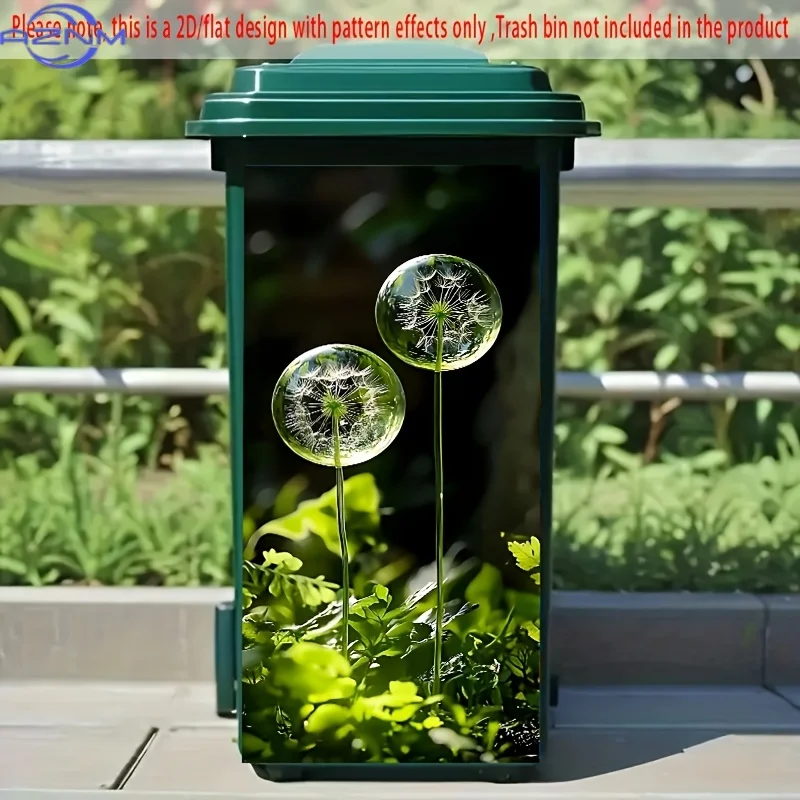 1pc of 2D Flat Transparent Dandelion Self-Adhesive Stickers for Dustbins, Non-Festive, Made of PVC, Measuring  by  cm, Ideal f