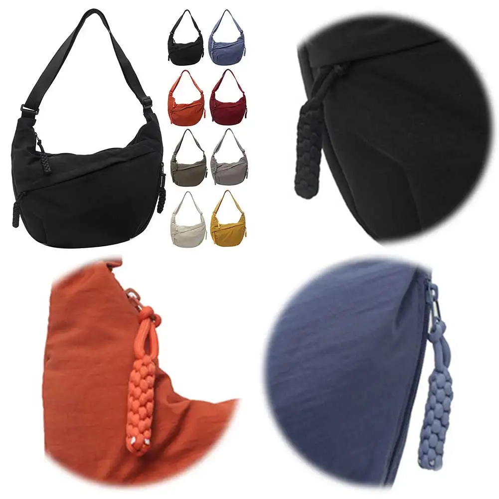 

Women Fashion Shoulder Bag Multi-pockets Half Moon Bag Large Capacity Daily Messenger Bag Adjustable Strap Outdoor Travel Bag