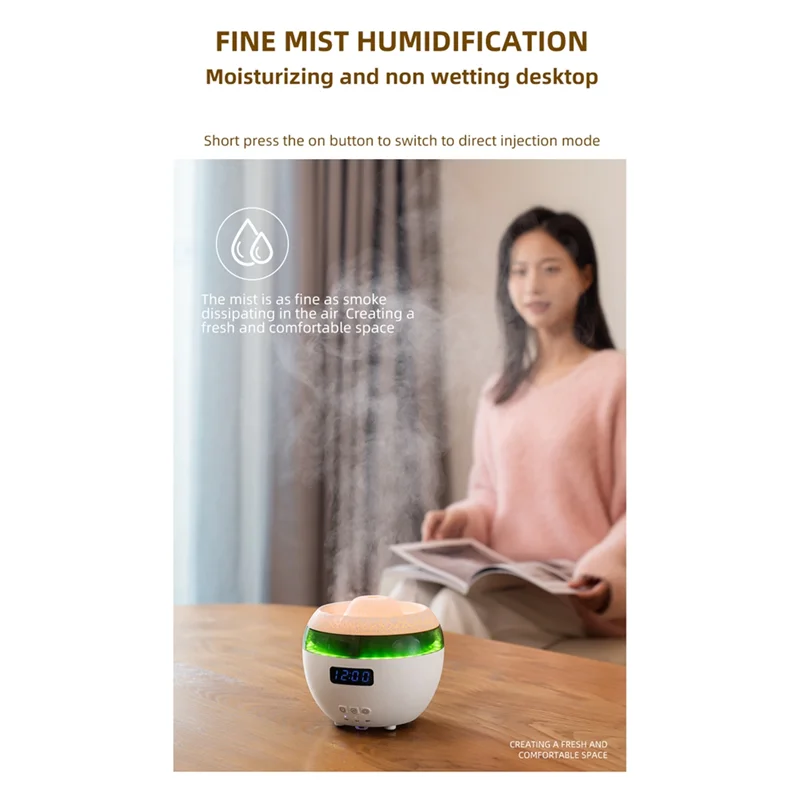 A84G-Dynamic Humidifier Home Desktop Digital Display Clock Wireless Remote Control Essence Oil Aromatherapy Machine EU Plug