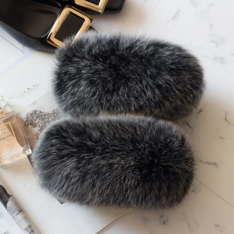 Real Fox Fur Cuffs Women Wrist Keep Warm Arm Warmers Warmer Sleeve Female Jacket Fur Cuff Fluffy Fur Cuff  Ladies Warm Arm Cuff