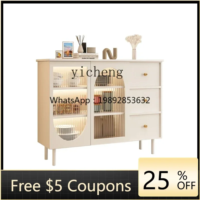 

BB French Cream Style Side Cabinet Locker Modern Simple Living Room Glass Locker