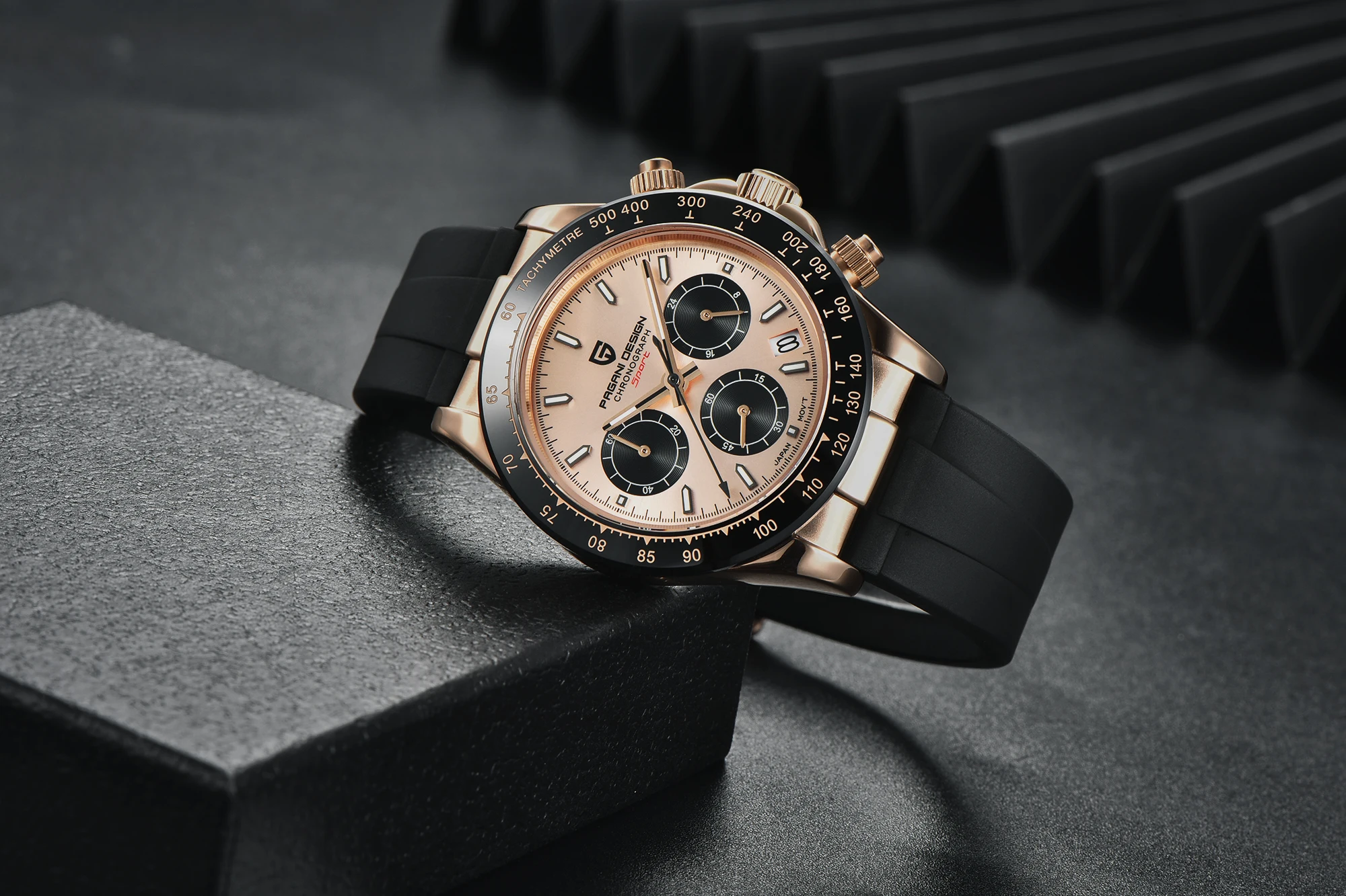 PAGANI DESIGN New Gold Blue Luxury Quartz Watch For Men Gift Box VK63 Movt Chronograph Sapphire Crystal Stainless Steel Watch