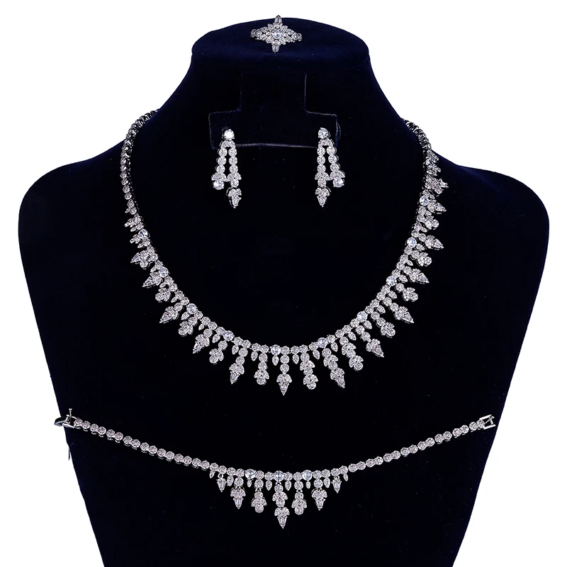 

Jewelry Set HADIYANA Vintage Magnificent Zirconia Women Wedding Bridal Necklace Earrings Ring And Bracelet CN1513 Sieraden Sets