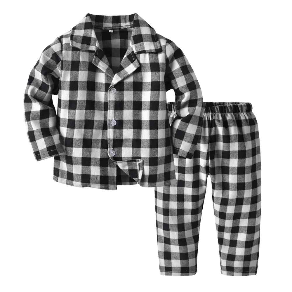 Children's Homewear 2024 Famliy Pajamas Kids Long Sleeve Sleepwear Clothes Set Brother Sister Matching Pyjamas Set