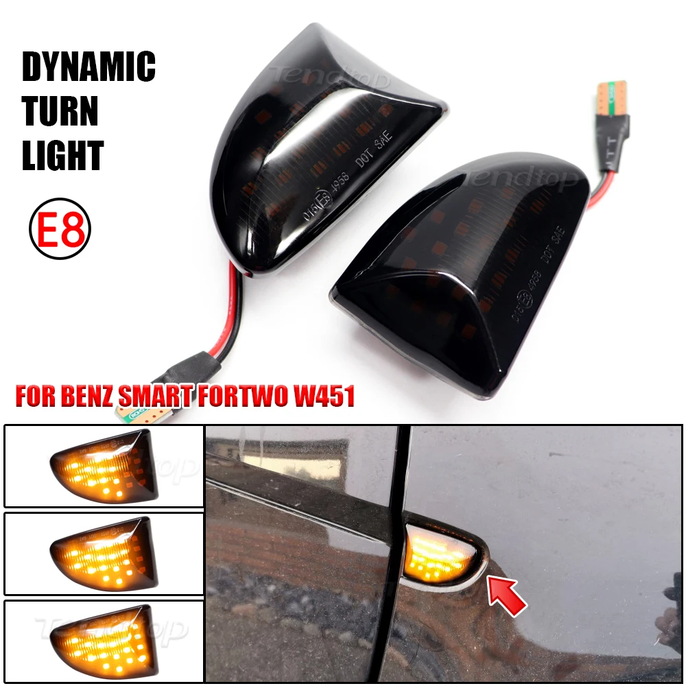 For Mercedes Benz Smart Fortwo W451 Coupe Cabrio LED Blinker Dynamic Fullstar Car Side Marker Lamps Flowing Turn Signal Light