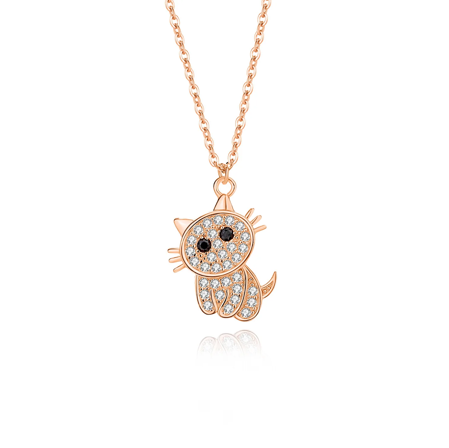 

Lovable Kitten Necklace Wind Clavicle Small Fresh S925 Silver Light Luxury Rose Gold Pendant for Female Wholesale Gift Idea