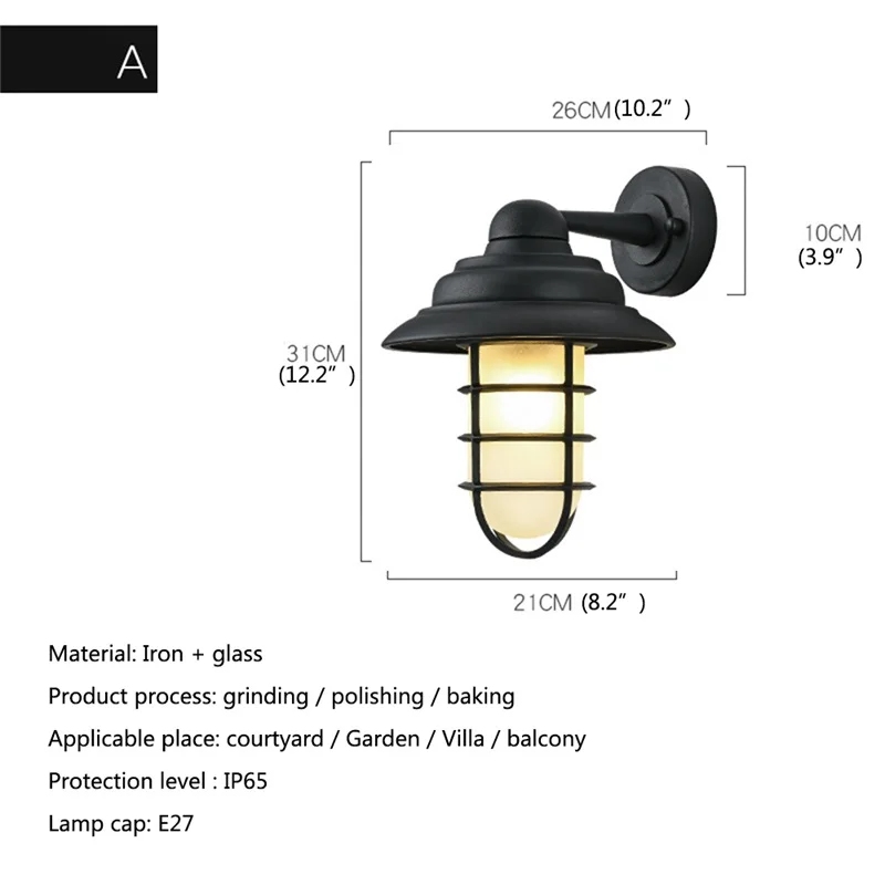 · TEMOU Retro Outdoor Wall Lâmpadas Classical LED Lighting Waterproof IP65 Sconces para Home Porch Villa