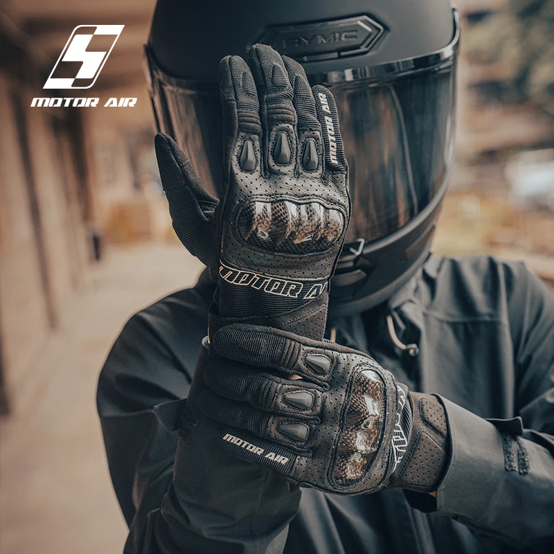 Motor Air Motorcycle Accessories Riding Gloves Real Goat Leather Glove Carbon Fiber Knuckle Protection Breathable Wear-resistant