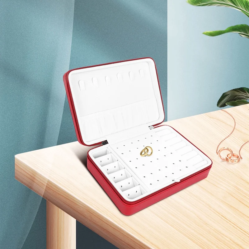 ที่เก็บของจัดระเบียบกล่องเก็บเครื่องประดับสไตล์เกาหลีกล่องแหวนทำจากหนังขนาดใหญ่ทำจากกระจกอเนกประสงค์สำหรับเครื่องประดับ
