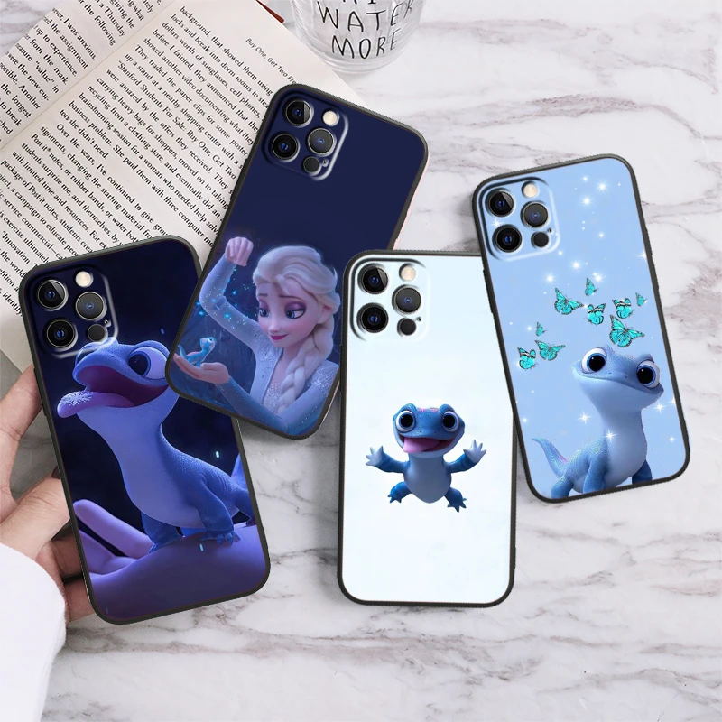 Bruni Frozen 2 For iPhone 15 14 13 12 11 XS XR X 8 7 SE Pro Max Plus Mini Black Back Phone Case