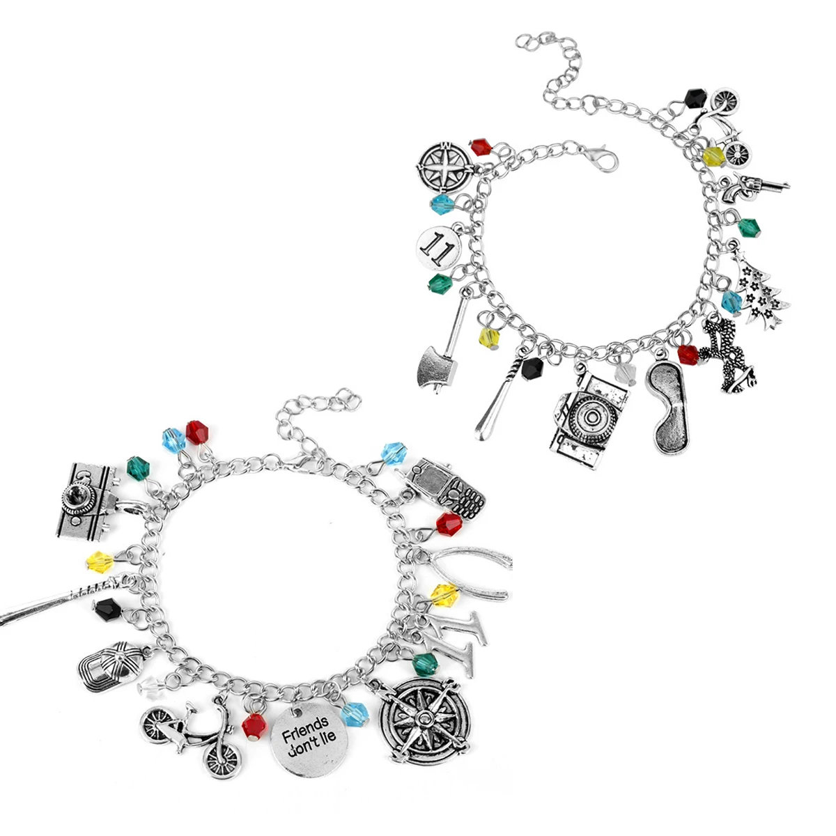 2Pcs/Set Anime Stranger Charm Bracelets Handmade Enamel Pendant Cartoon Bracelet Jewelry Accessories for Woman Cosplay Gifts