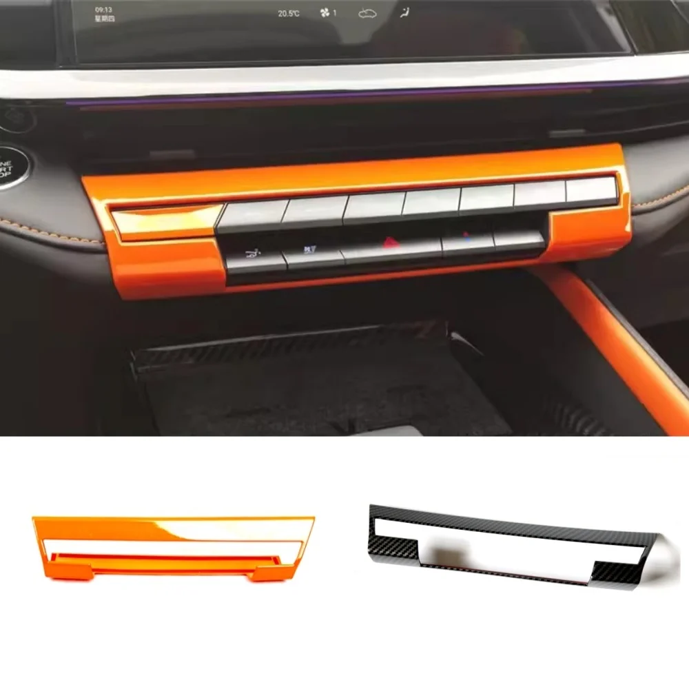 

For Changan UNIV UNI-V 2023 2024 ABS Carbon fiber Orange Car Center Air Outlet Ac Vent Switch Decor Sticker Cover Accessories