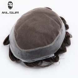 Lace and PU Base Wig For Men Indian Hair Replacement System Unit For Men Male Hair Prosthesis Milsur Australia Men Toupee