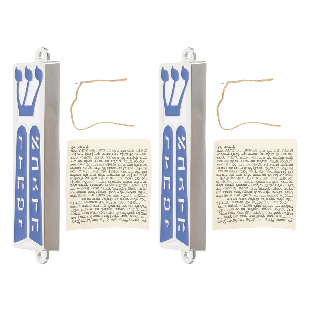 

2pcs Metal Mezuzah Case Scroll Decorations Zinc Alloy Jewish Gifts for Door Blessing Home Office Store Judaica