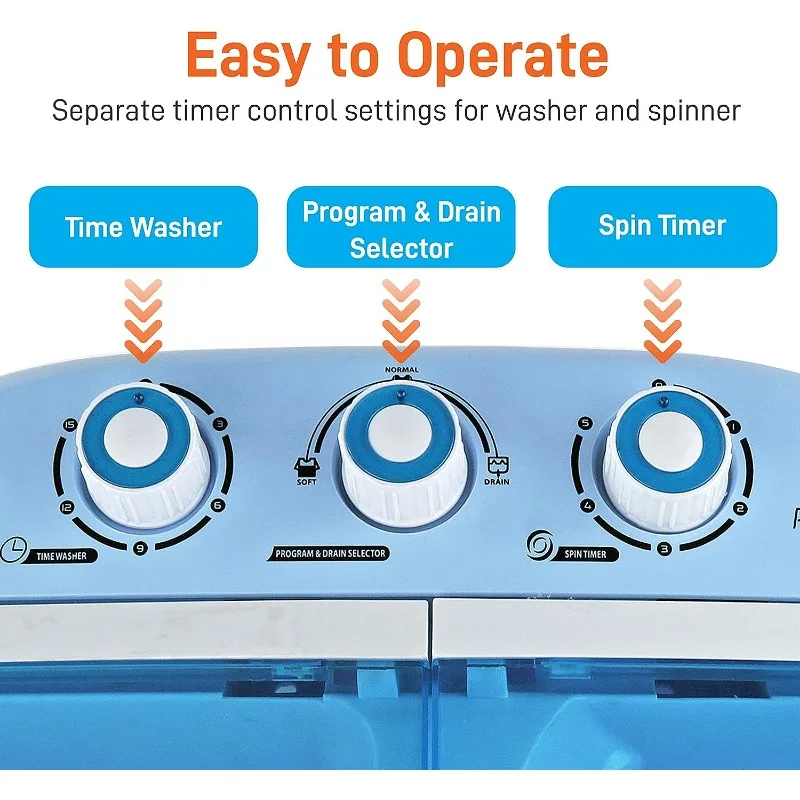 Pyle-lavadora portátil 2 en 1 y secador giratorio, conveniente carga superior, fácil acceso, diseño eficiente de energía y agua