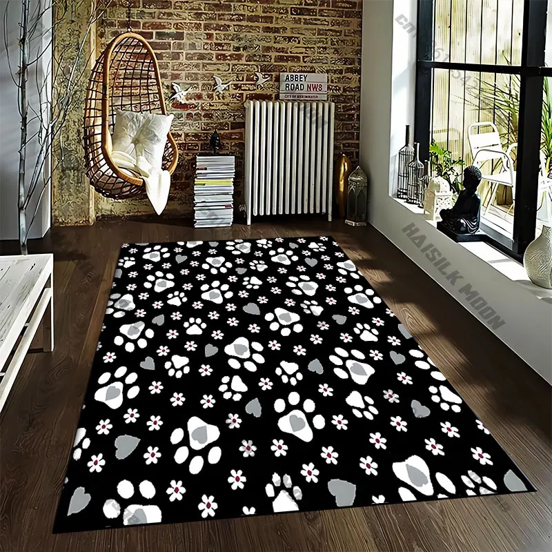 Paw print checkered patterncarpet Yoga living room room decor children's crawling mat doormat area rug games floor mat