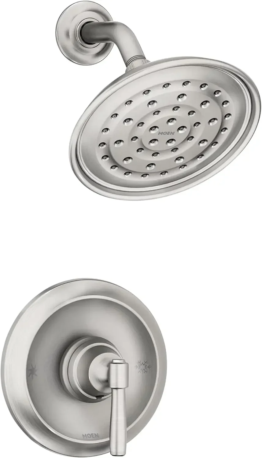 Halle Spot Resist Brushed Nickel Shower Faucet Trim Set featuring Wide Showerhead and Shower Lever Handle