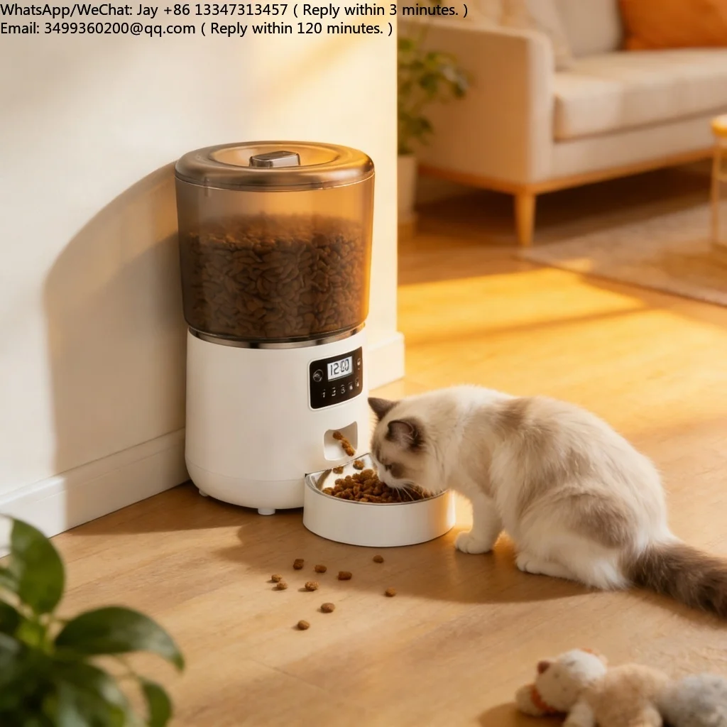 

OEM 4L Automatic Cat Feeder Anti-Jam System LCD Display Waterproof Stainless Steel Dual Battery Smart Food Grade Pet Feeder for