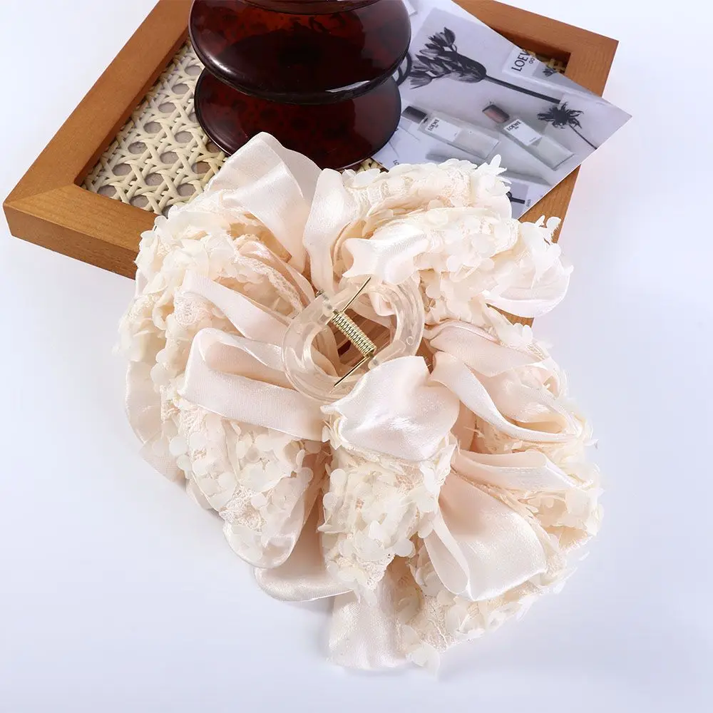 

Ponytail Holder Bow Bow Hair Claw Bubble Lace Shark Clip Two-sided Acrylic Hair Clips Girls