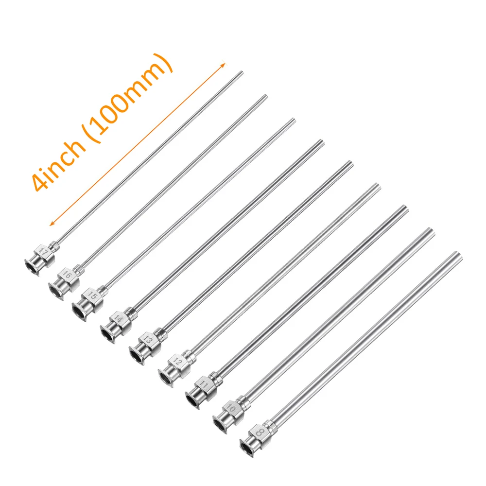 

100mm Luer Lock Dispensing Needle Mixed 8G-25G Stainless Steel Industrial Syringe Tip Glue Ink Flux Adhesive Refilling Precision