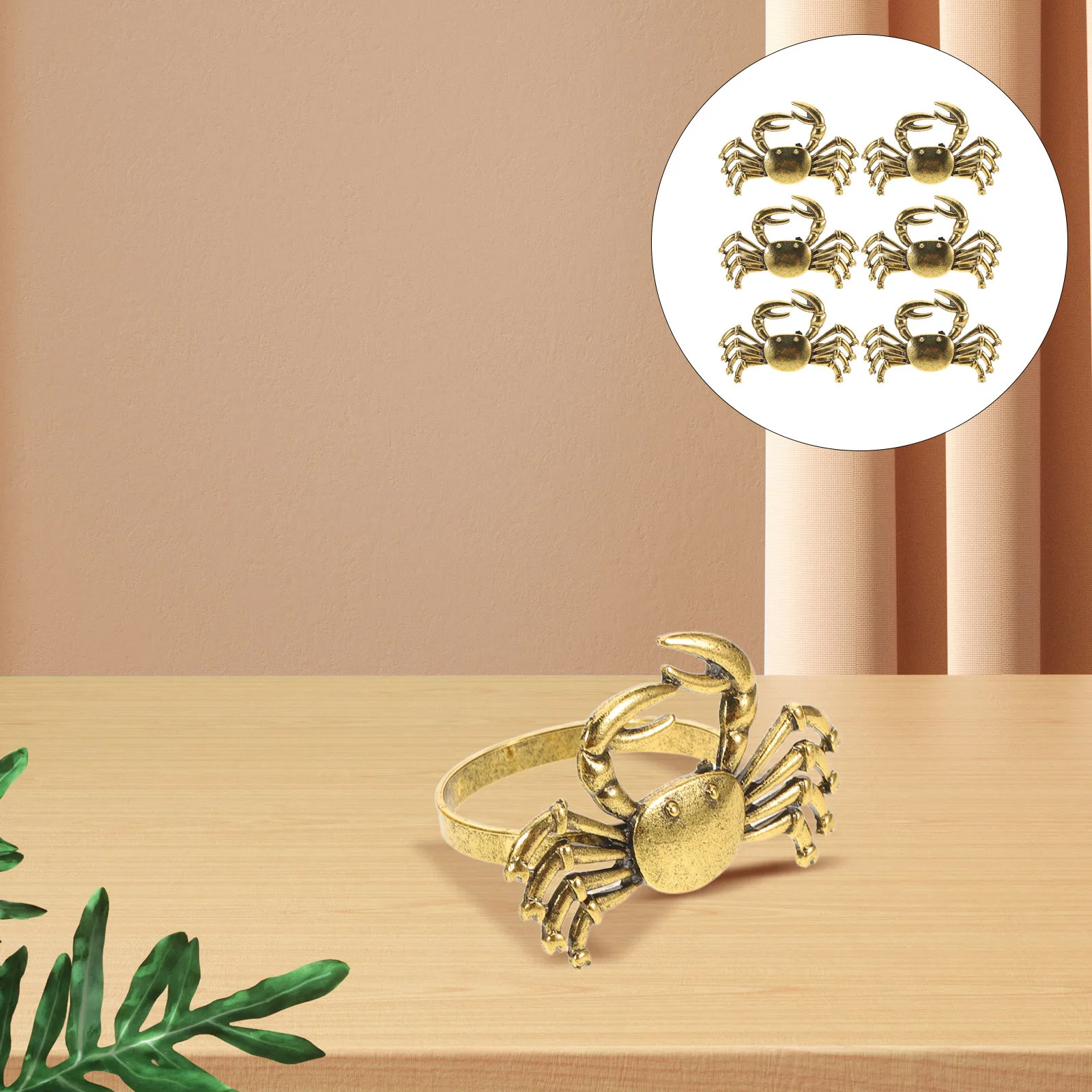 

6Pcs Crab Napkin Rings Set Elegant Metal Dinner Party Decor Nautical Theme Coastal Wedding Crab Rings Napkin Holders for Beach