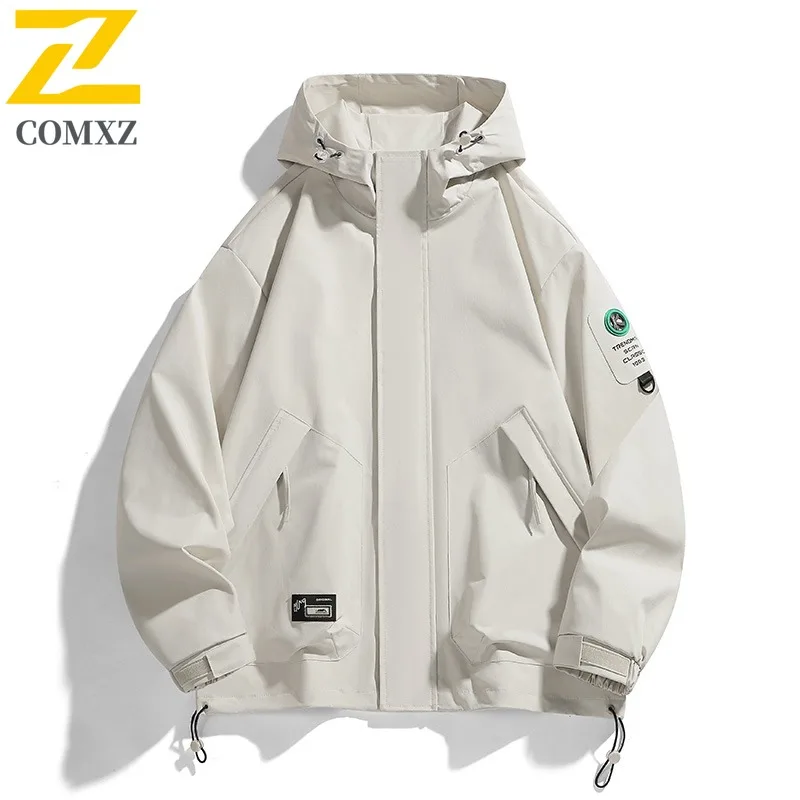 

COMXZ Jacket Couple's Outdoor Windproof Waterproof Lightweight Hooded Coat for Hiking Camping Fishing Durable Loose Sportswear
