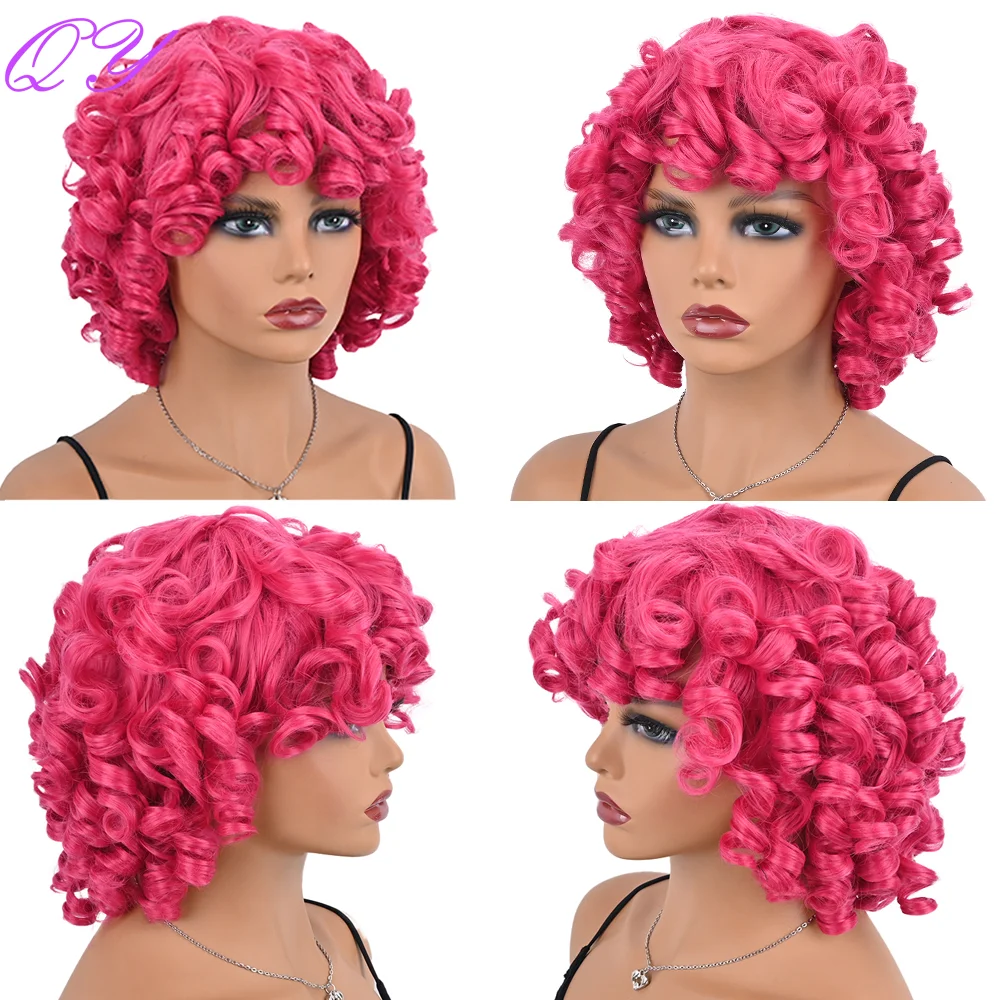 Short African Curly Synthetic Women's Wig Black Color Natural Wave Wig For Black Women Party Or Daily Wear Soft Ladies Hair