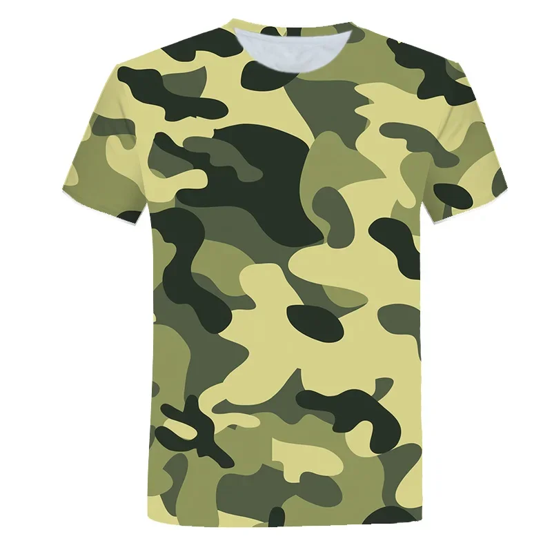 Summer Fashion Men's And Women's Children's T-shirt Camouflage 3d Printed Military Fan Uniform Casual Sports Breathable Thin Top