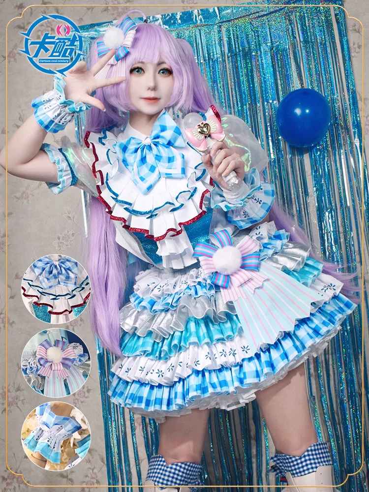 Pripara-Disfraz de Cosplay de Manaka Laala, falda de satén azul y blanco, uniforme de fiesta de Anime, juego de Halloween, ropa de rol