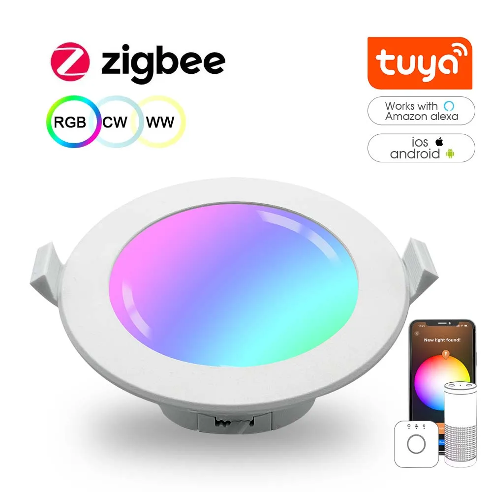 

Zigbee 3.0 smart Led Downlight RGBCCT 2.5/3.5 Inch Ceiling Light Work with Hub Bridge,Smartthings Tuya Hub Echo Plus Alexa Voice