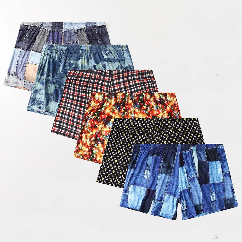 

6-Piece Printed Senior Pants For Men Sexy Loose And Flat Angle Pants Casual And Comfortable Breathable Summer Underwear