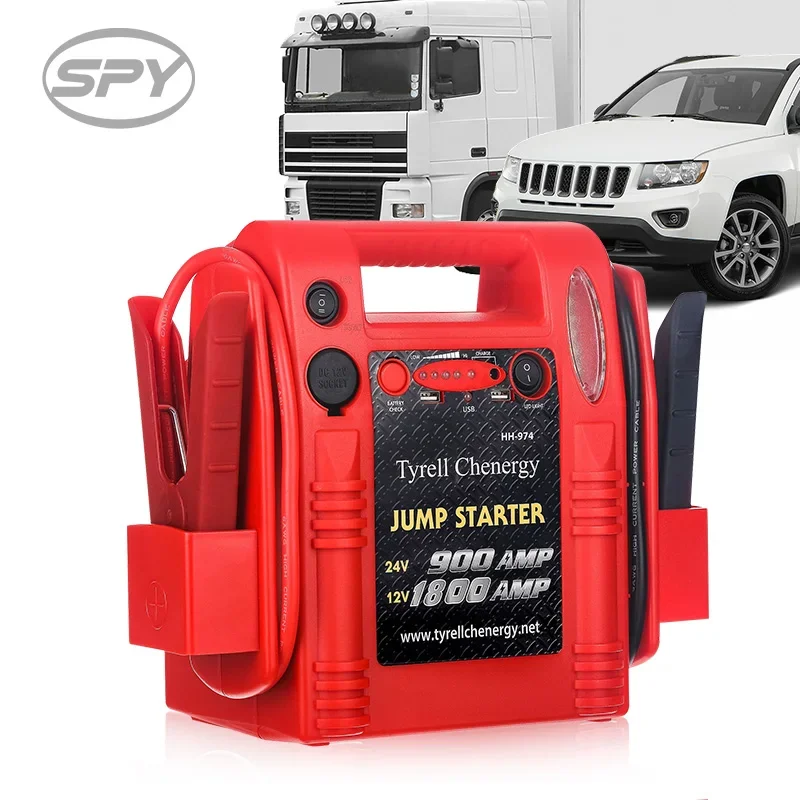 SPY Universal Car Truck Diesel And Steam Double Start Jump Starter 12V 24v Power Bank 1800a High Power Jump Starter