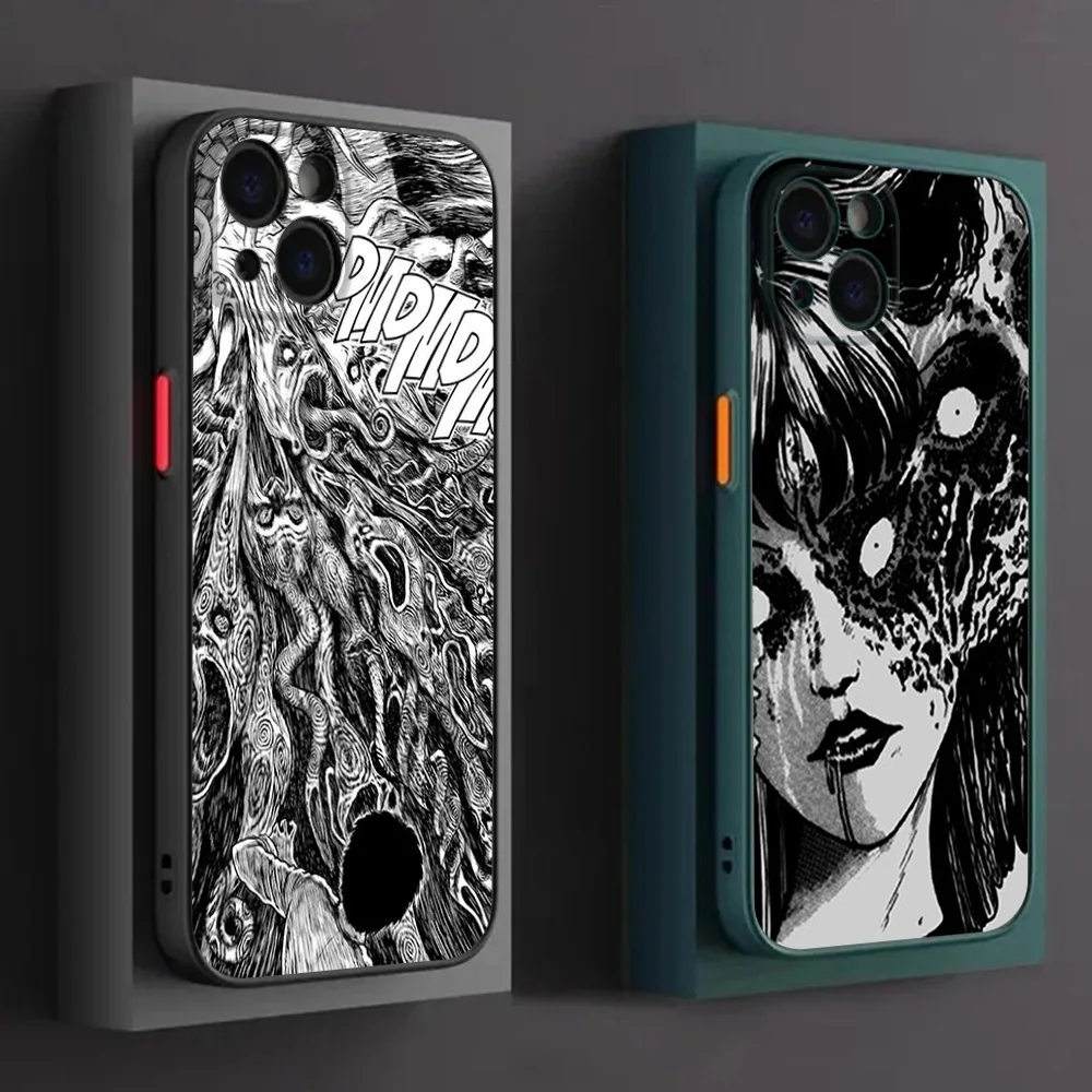 Phone Case For iPhone 16ProMax 15 14 7 8 16Plus 13 12 11 XR X XS SE Junji Ito Tomie Tees Manga Translucent Matte Soft Back Cover