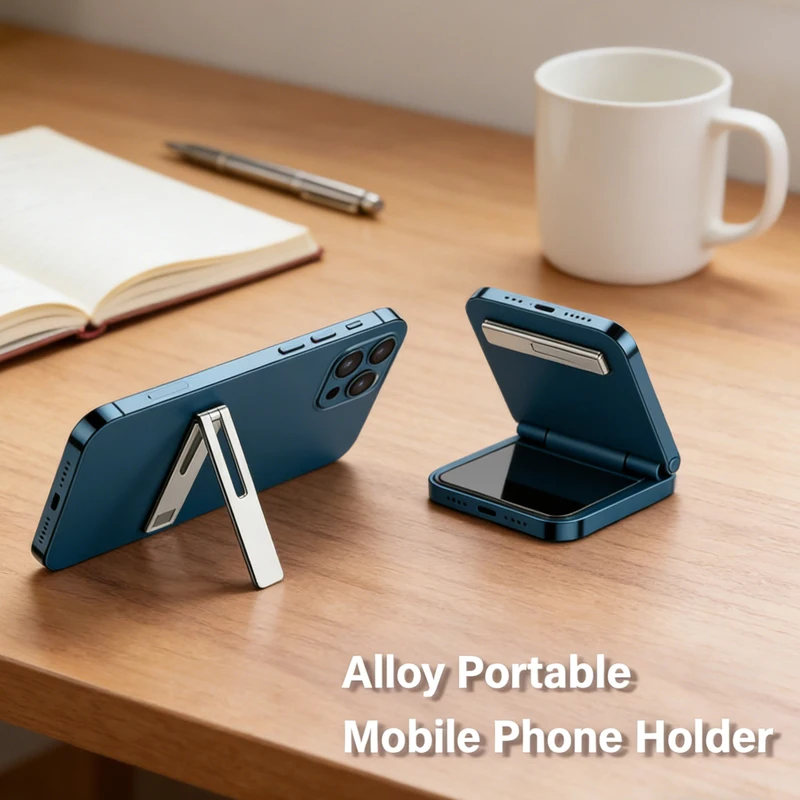 Ultradünner Klappständer aus Metall für Mobiltelefone, unsichtbarer Mini-Halter, Aufkleberhalterung, tragbarer Telefon-Legierungsständer für iPhone, Samsung