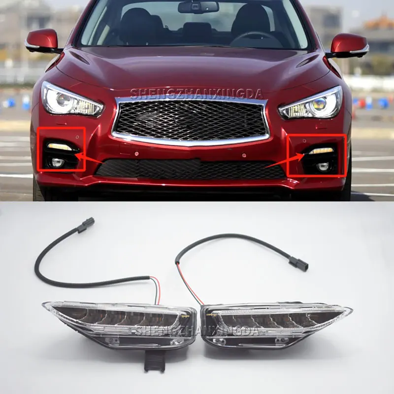 

1Pair Front Bumper Turn Signal, Fog Light Drl, Daytime Running Light, Car Accessories for 2014-2023 Infiniti Q50 Q50S Sport