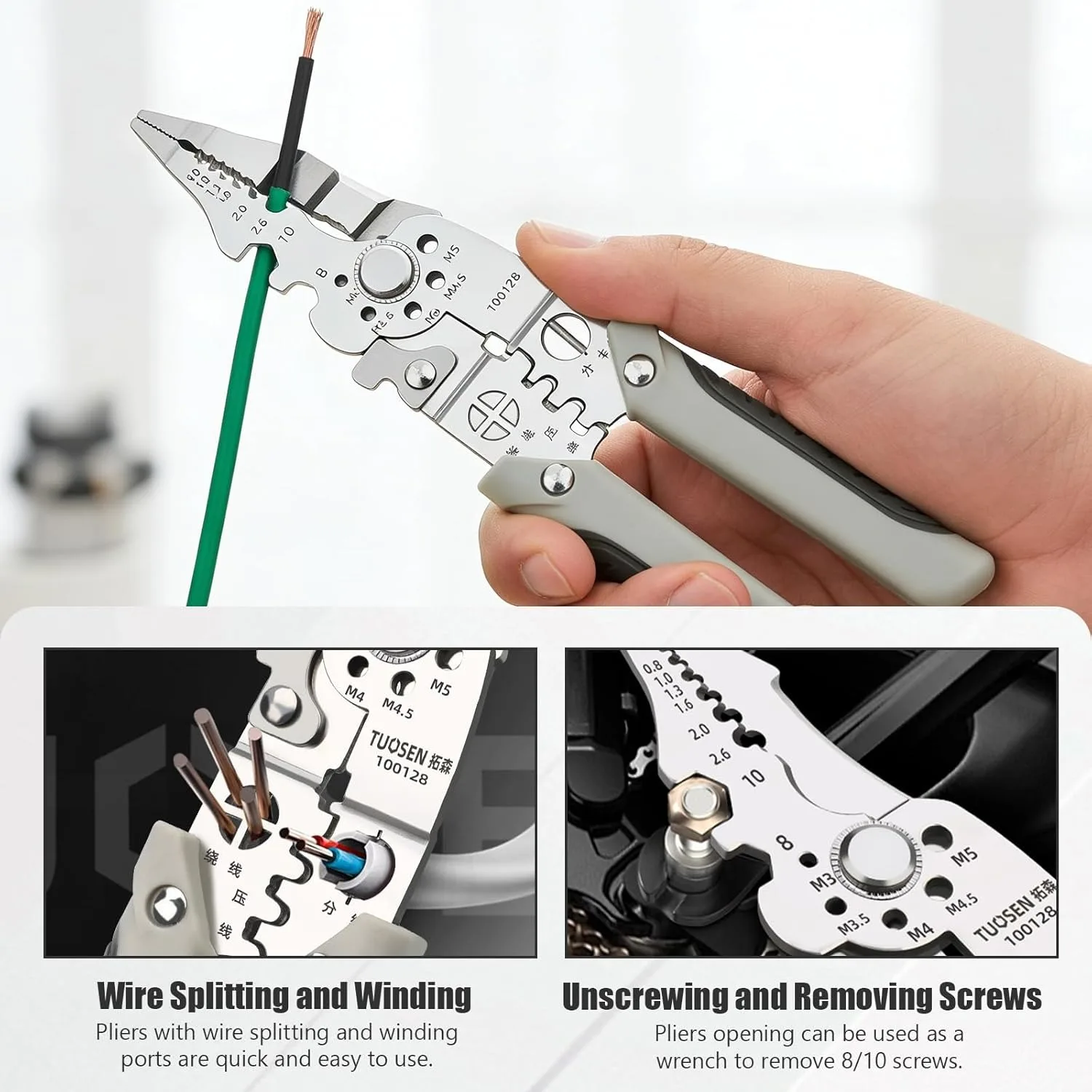 TINSOL Multifunctional Wire Stripper Crimper Cable Cutter Automatic Adjustable Crimping Pliers Terminal Hand Repair Tool