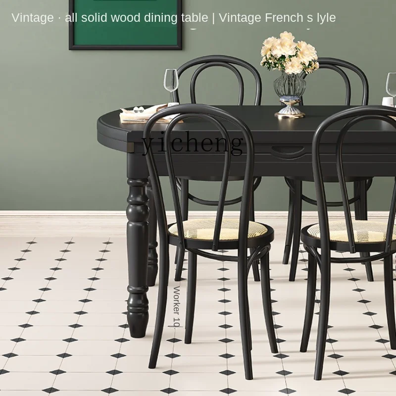 

XL Solid Wood Dining Tables and Chairs Combination Retractable Folding Dining Table Dining Table Rectangular