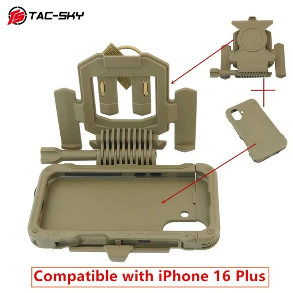 TS TAC-SKY Hunting Shooting Game Phone Case with Removable Vest Stand, Outdoor Tactical Adapter, Compatible with IPhone 16 Plus