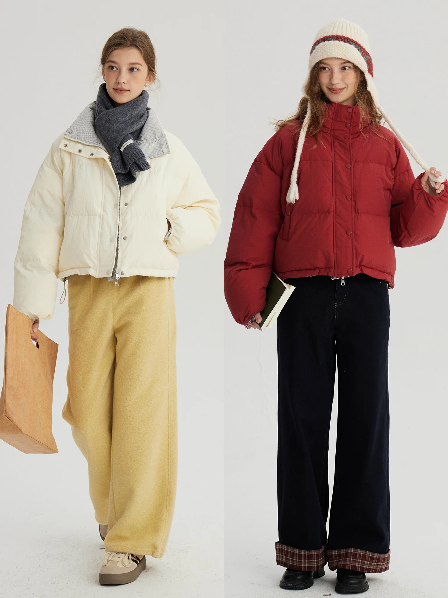 

Bruland Cisas New 90 White Du down Retro Double-Sided Wearable Stand Collar Jaet Lightweight ort down Coat for Women