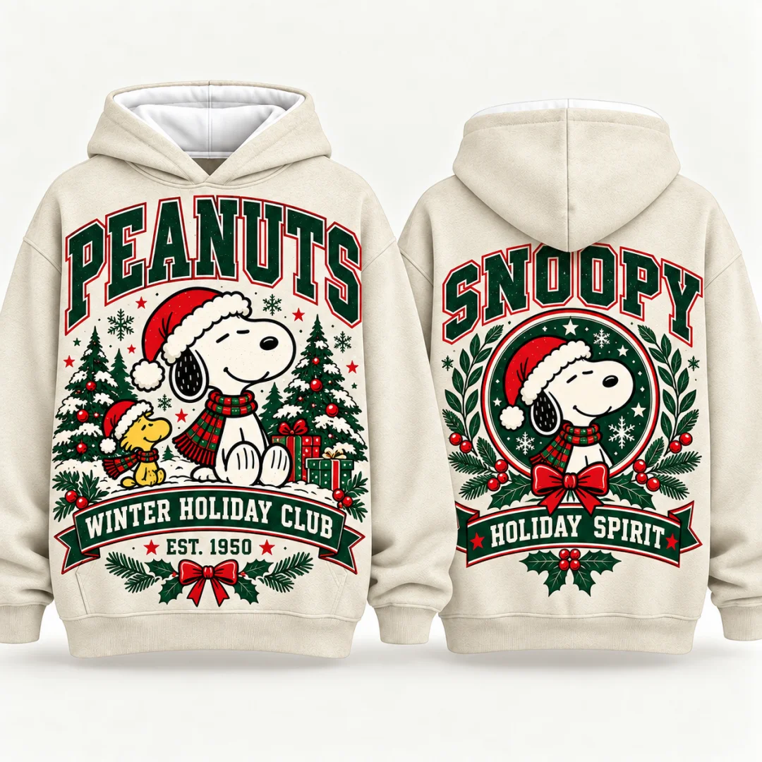 Snoopy Christmas Holiday Club Hoodie Men Women Unisex Hooded Sweatshirt Xmas Winter Campus Couple Gift Kids Pullover Tops