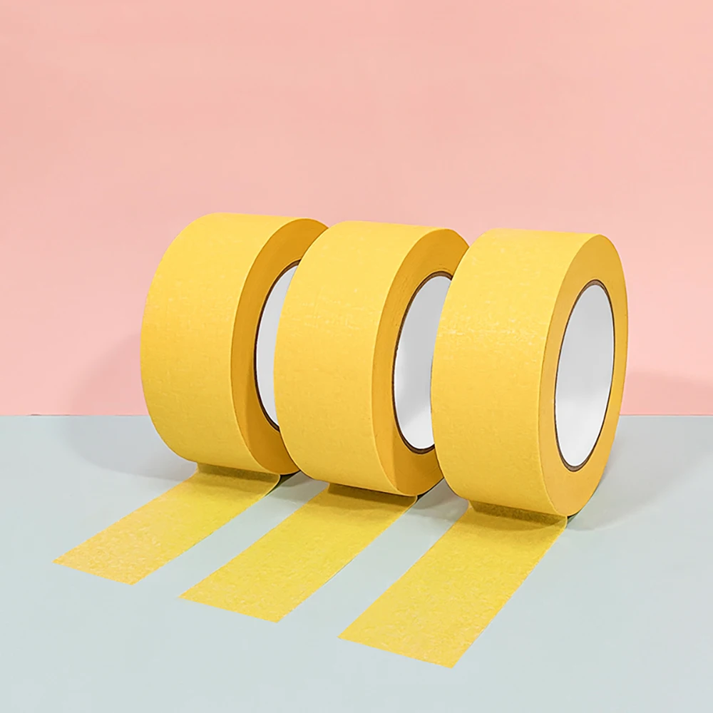 5/8/10/15/20/25/30/40/50mm Yellow High Viscosity Decorative Paper Spray Painted Construction Decorative Masking Paper Long 50M