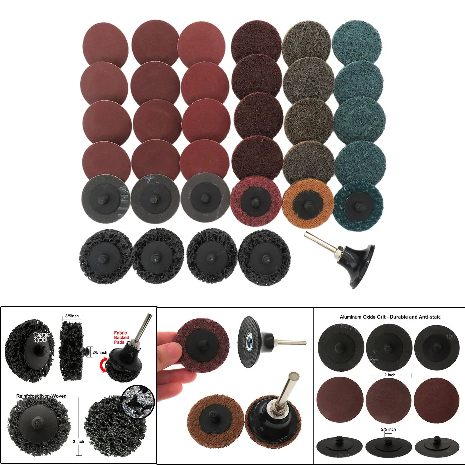 35Pcs 2in Discs Polishing Abrasive Tools Sander Pads Paint Removal