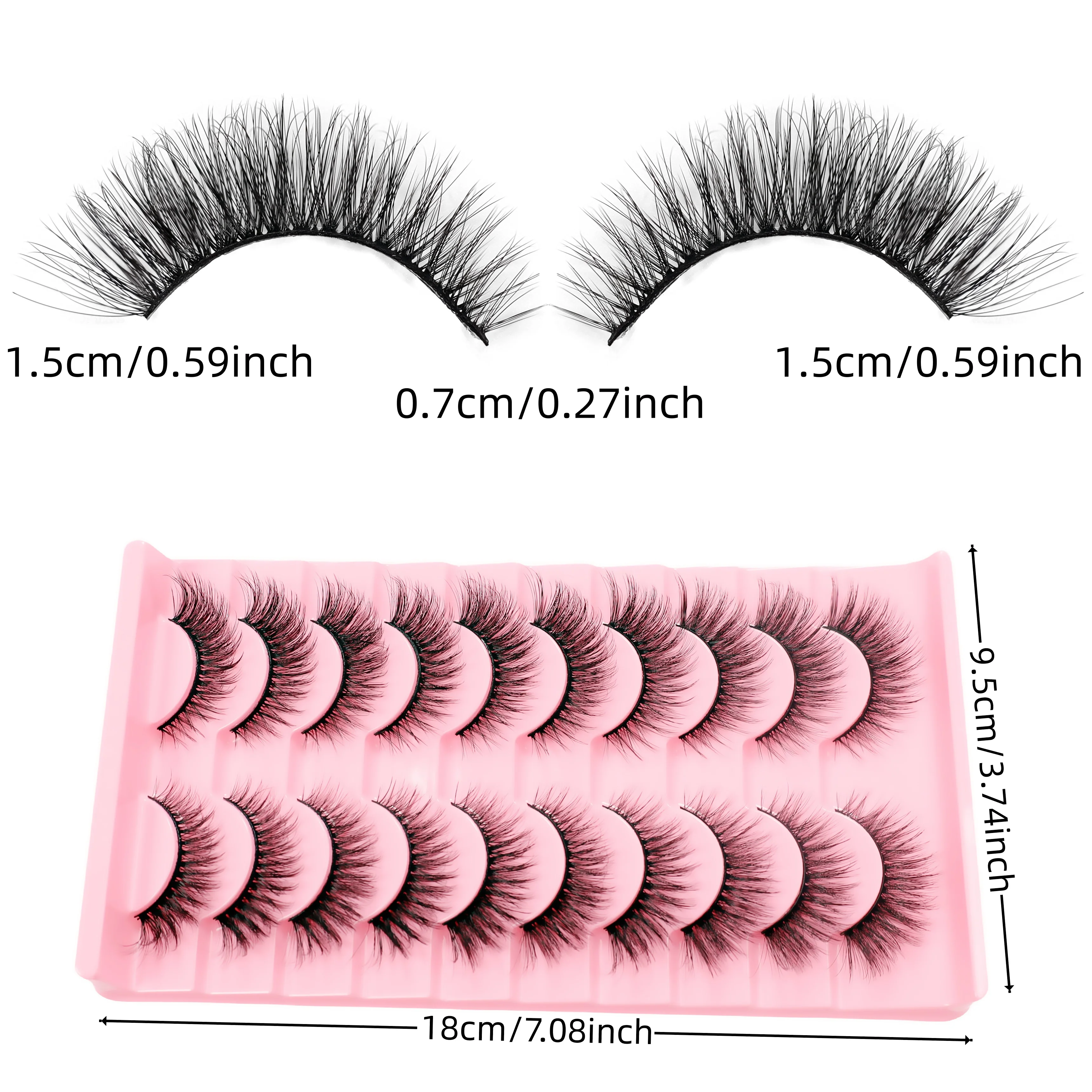 Cat Eye natuurlijke make-up valse wimpers, pluizige krullende feeënsimulatiewimpers, herbruikbare 10-paars set