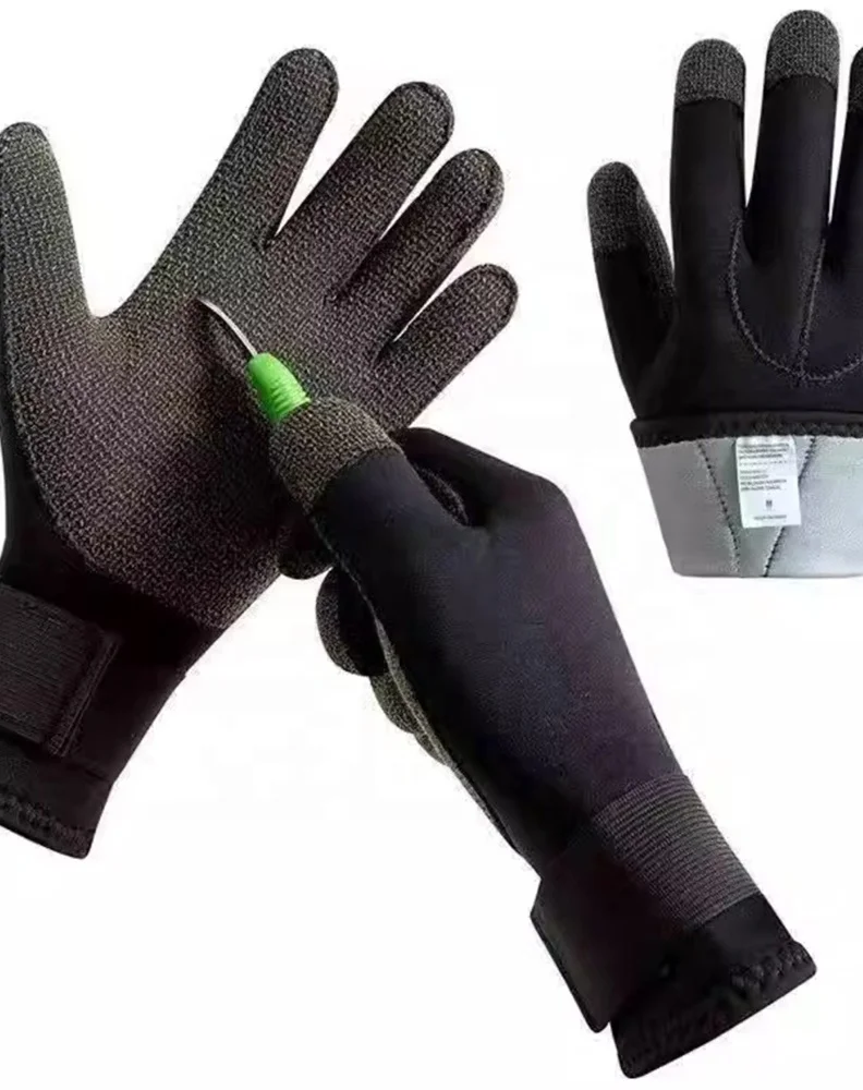 3mm/5mm Bulle Proof Cloth Neoprene CR Wear-resistant Stab Proof Cut Proof Keepting Warm Fish Hunting Gloves Diving Gloves