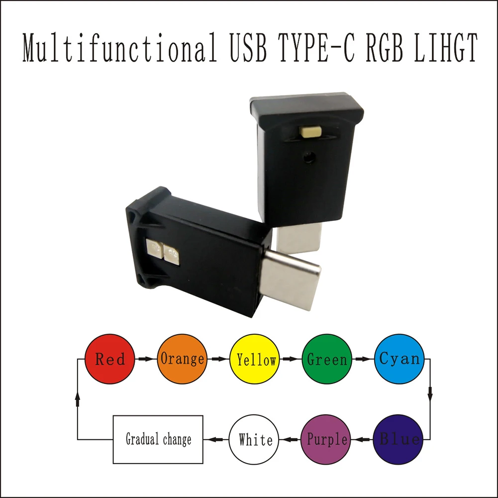 USB-C Creative Mini Type-C LED RGB Ambient Light 100LM Atmosphere Ambient Lamp Type-C LED Interior Light for Tesla Model S 3 X Y